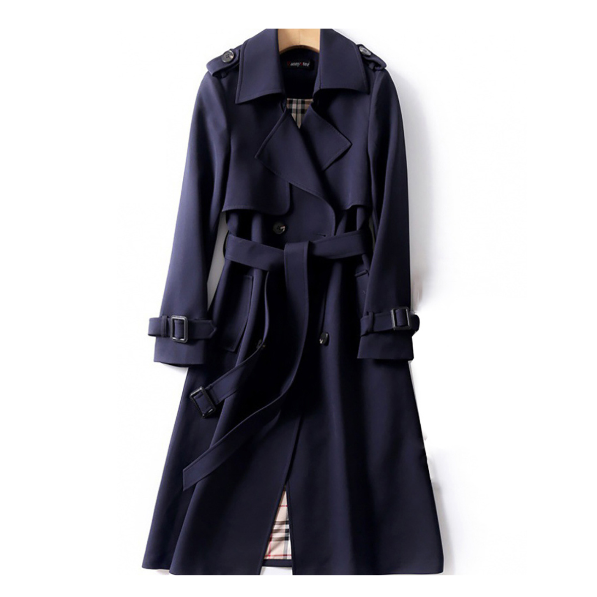 Women’s Long Double-Breasted Belted Trench Coat