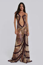 Alondra Women's Satin Bodycon Maxi Dress | Going Out Occasion Dress | Wedding Guest & Evening