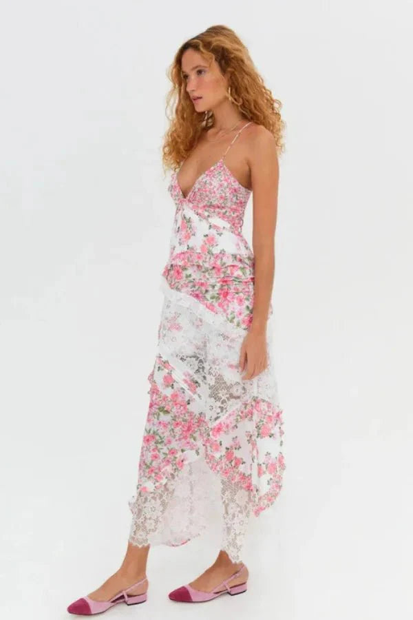 Rosalie Women's Floral Wrap Midi Dress | Cotton Summer Dress | Casual, Work & Evening