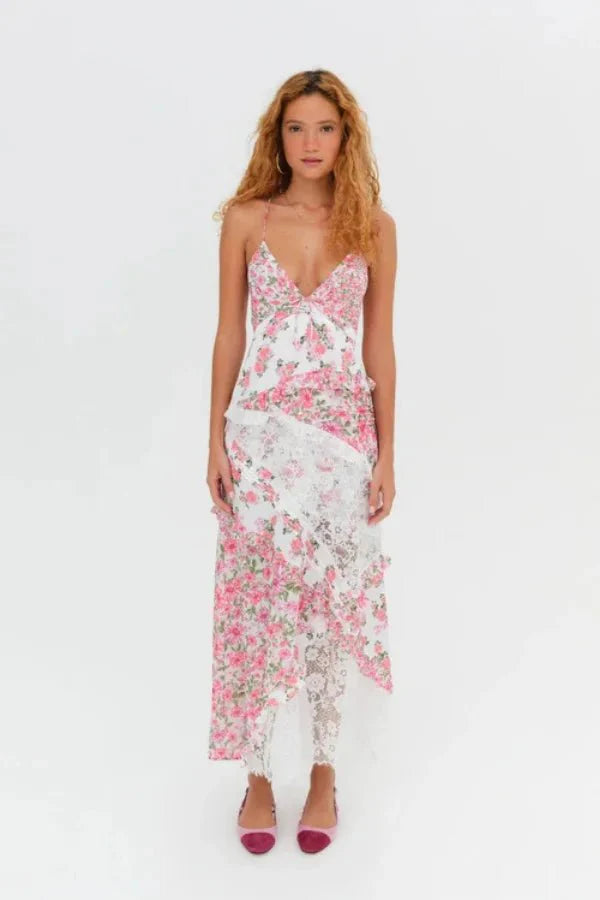 Rosalie Women's Floral Wrap Midi Dress | Cotton Summer Dress | Casual, Work & Evening