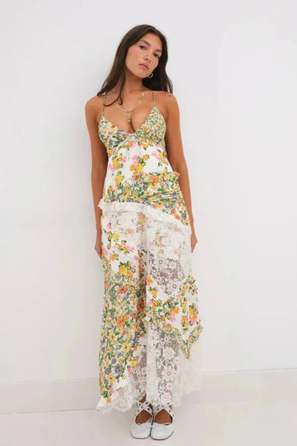 Rosalie Women's Floral Wrap Midi Dress | Cotton Summer Dress | Casual, Work & Evening