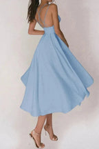 Alazne Women's Chiffon Elegant Midi Dress | Spaghetti Strap Deep V A-Line | Evening & Occasion