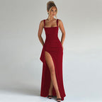Valessia Women's Formal Slip Maxi Dress with Open Back | Elegant Satin Backless Maxi Dress for Women