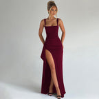 Valessia Women's Formal Slip Maxi Dress with Open Back | Elegant Satin Backless Maxi Dress for Women