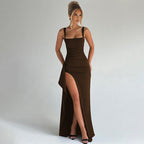 Valessia Women's Formal Slip Maxi Dress with Open Back | Elegant Satin Backless Maxi Dress for Women