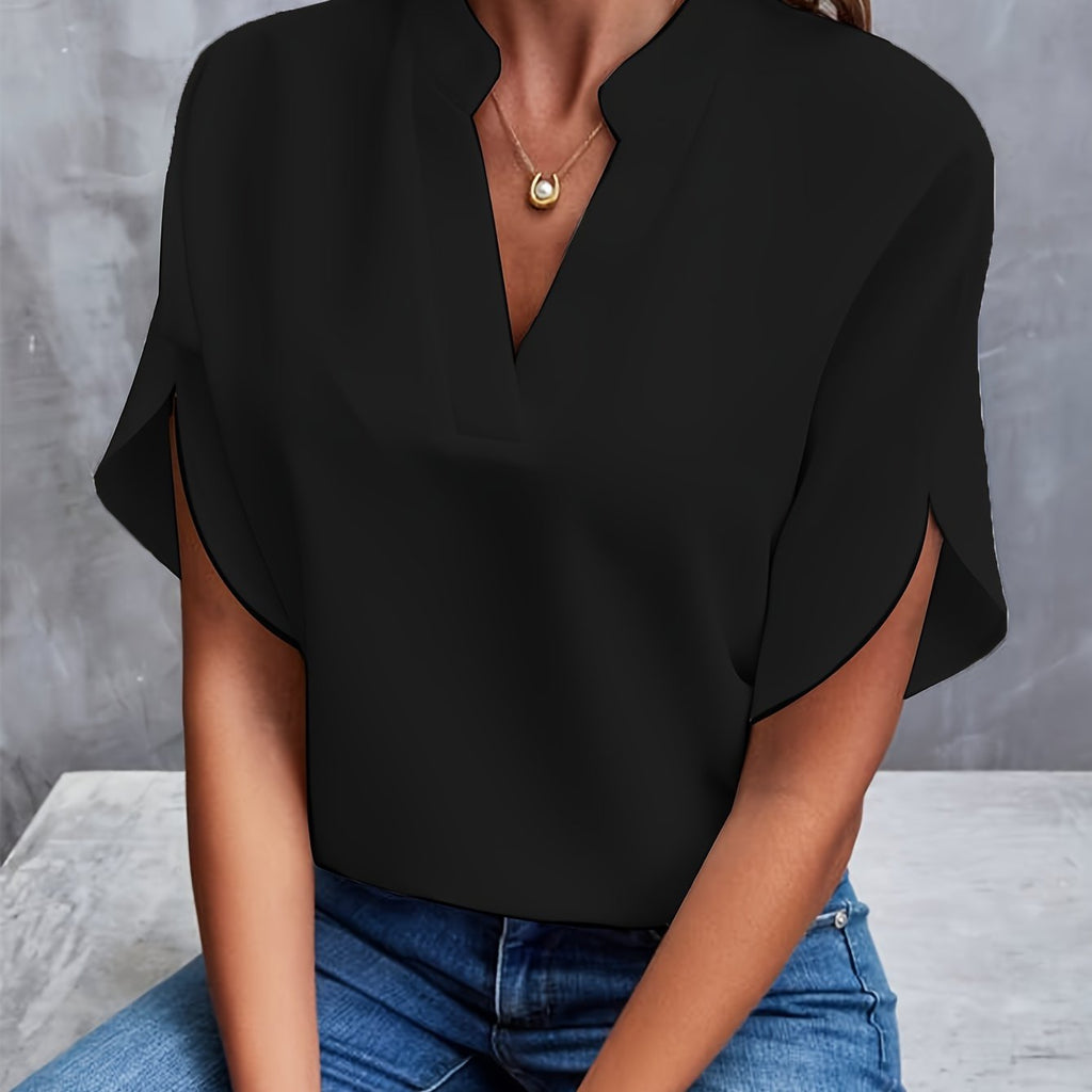 Hope Women's Elegant Satin V-Neck Blouse | Lightweight Silk-Look Blouse for Women