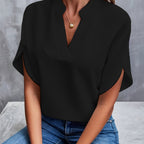 Hope Women's Elegant Satin V-Neck Blouse | Lightweight Silk-Look Blouse for Women