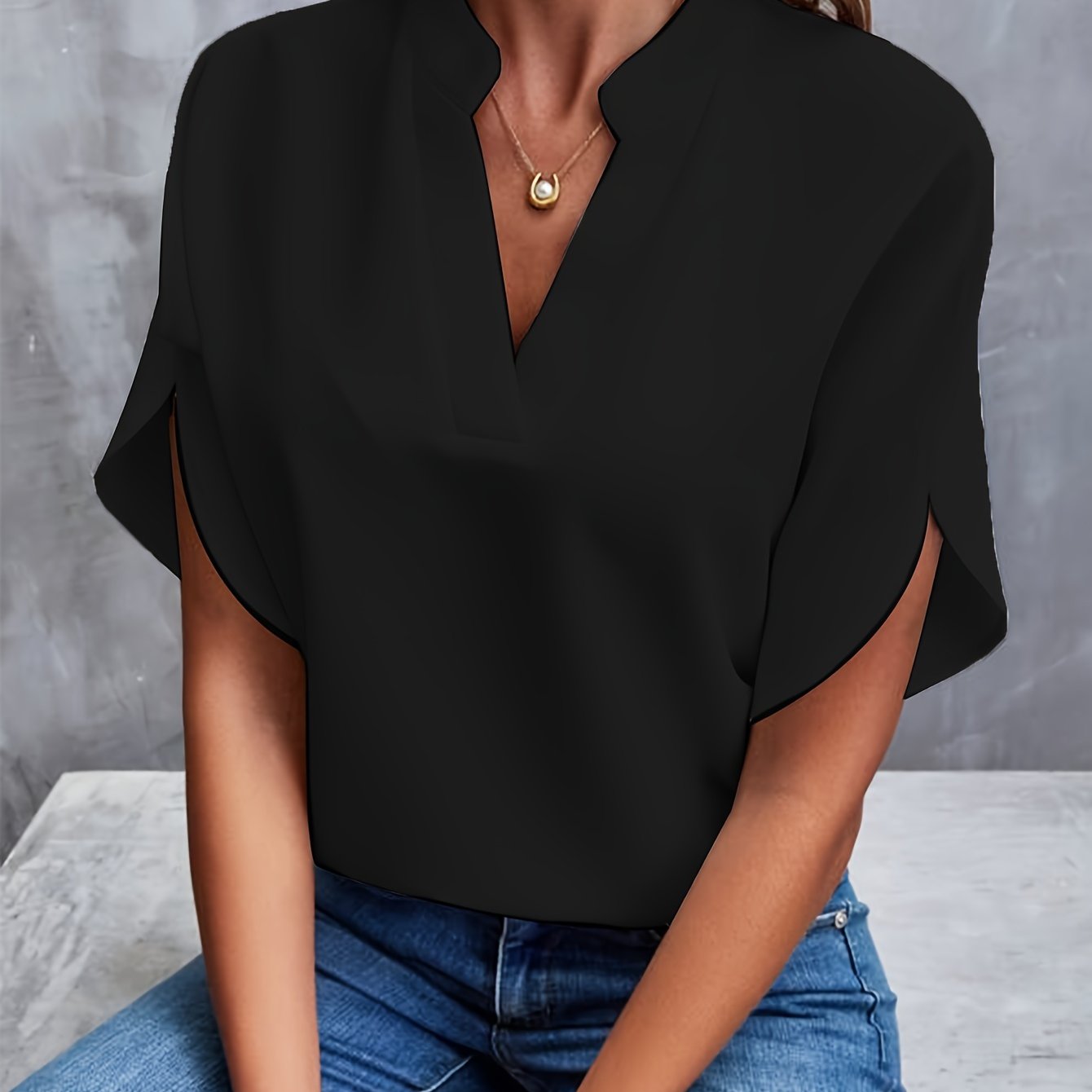 Hope Women's Elegant Satin V-Neck Blouse | Lightweight Silk-Look Blouse for Women