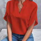 Hope Women's Elegant Satin V-Neck Blouse | Lightweight Silk-Look Blouse for Women