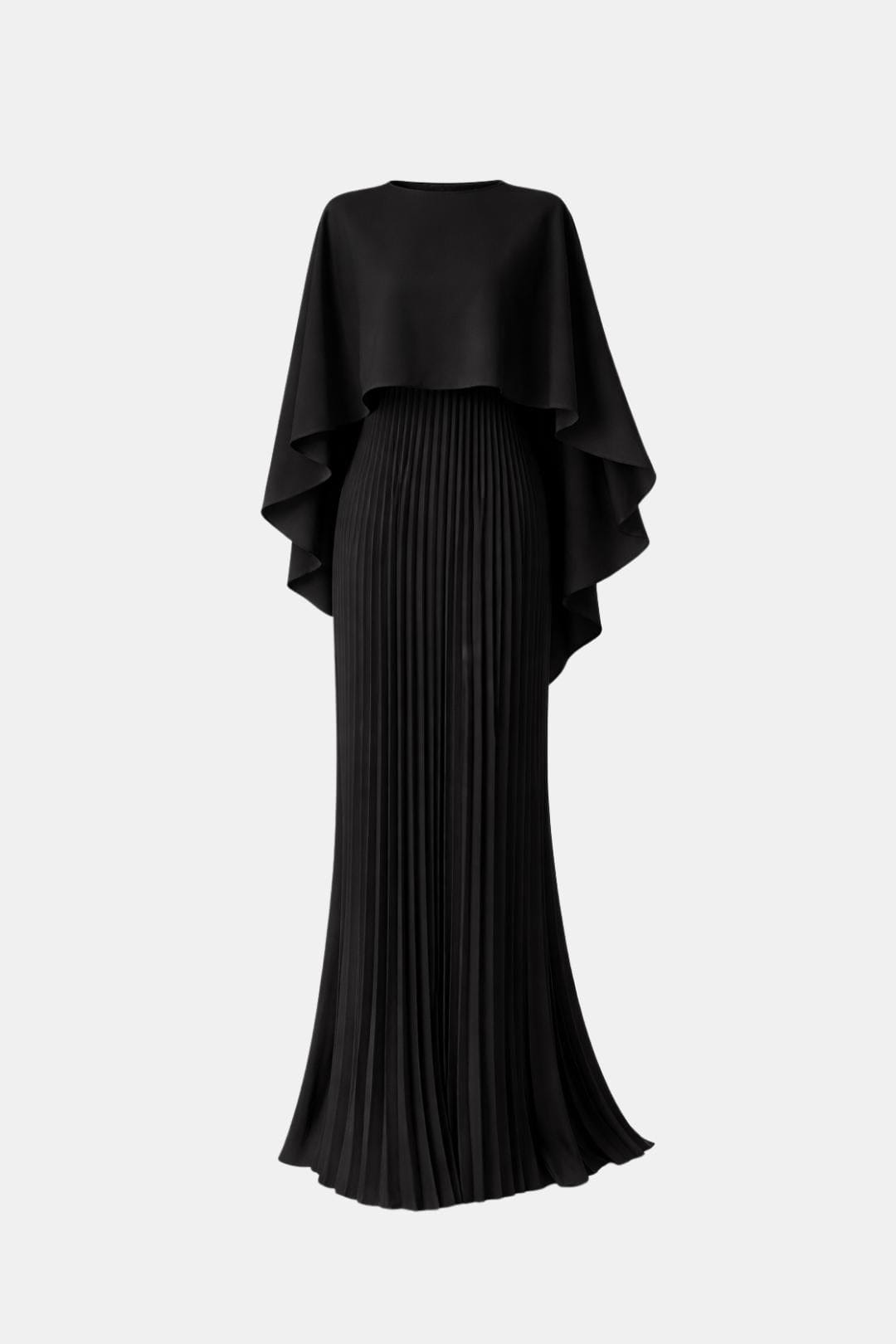 Veda Women's Cape Sleeve Pleated Chiffon Maxi Dress | Occasion Formal Gown | Evening & Smart Casual