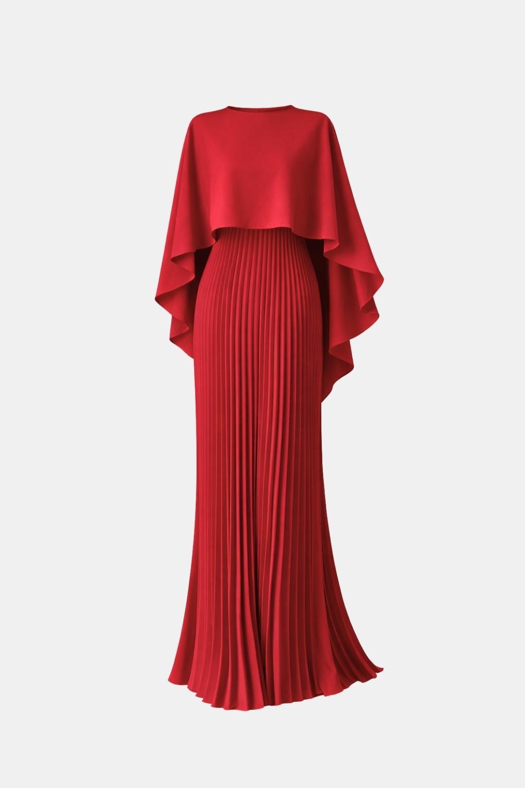 Veda Women's Cape Sleeve Pleated Chiffon Maxi Dress | Occasion Formal Gown | Evening & Smart Casual