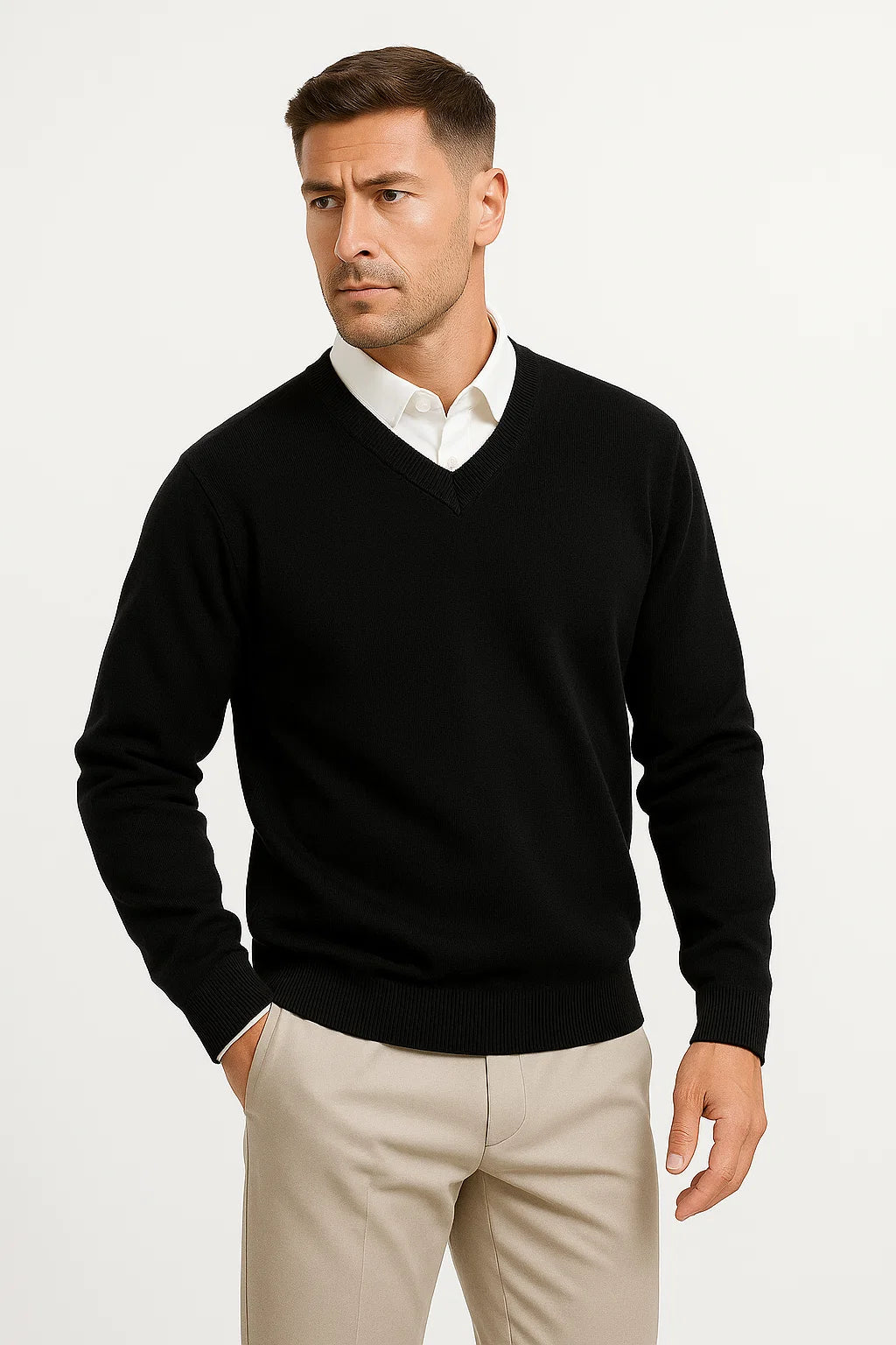 Tom Men's Slim Fit Cashmere Blend V-Neck Sweater | Luxury Soft Knitwear for Men