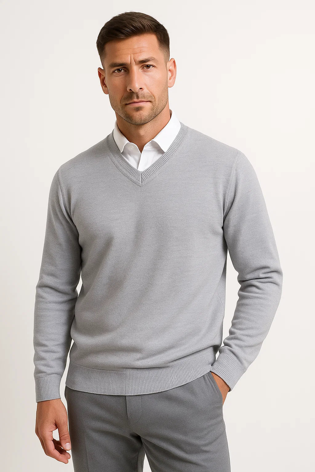 Tom Men's Slim Fit Cashmere Blend V-Neck Sweater | Luxury Soft Knitwear for Men