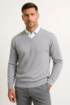 Tom Men's Slim Fit Cashmere Blend V-Neck Sweater | Luxury Soft Knitwear for Men
