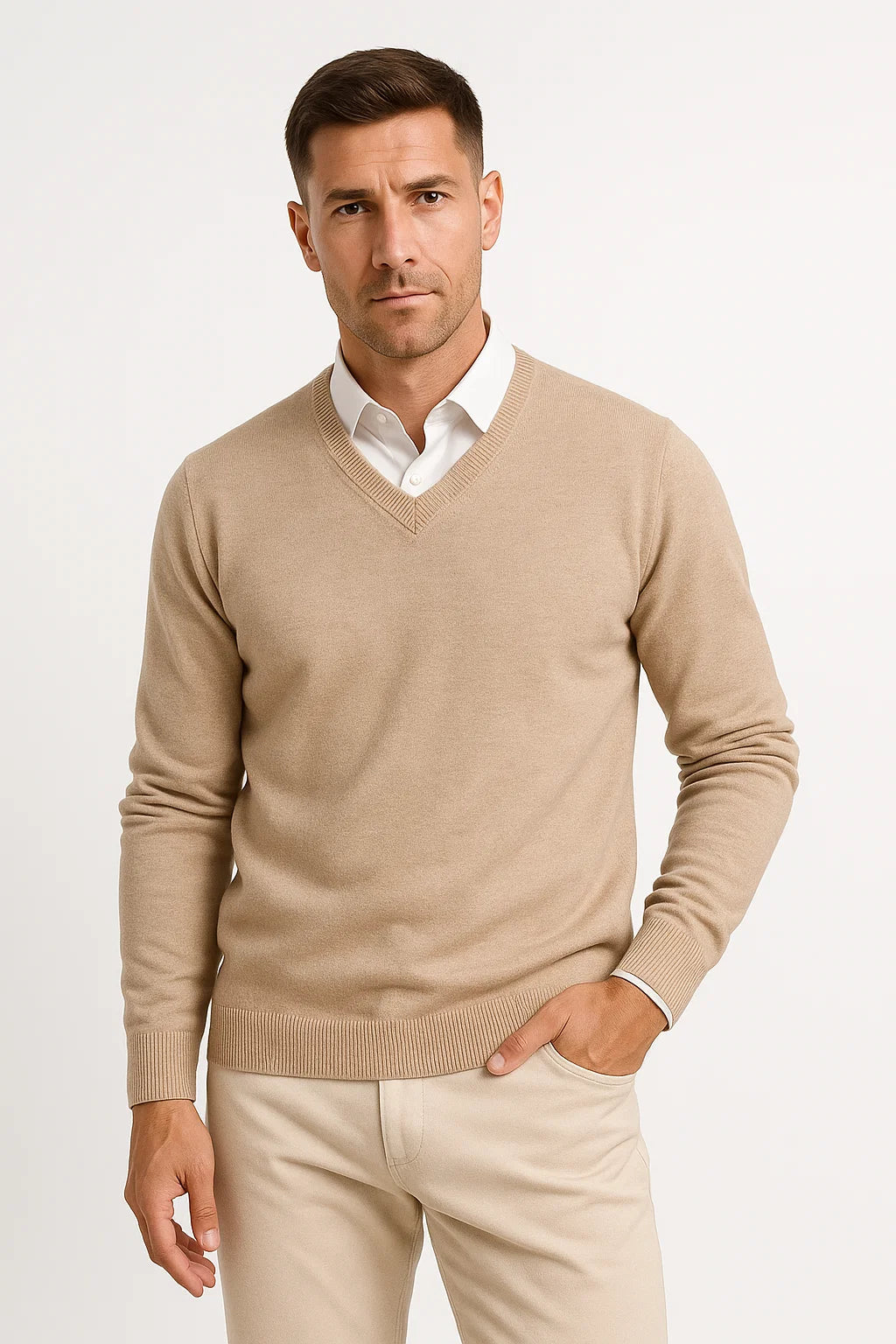 Tom Men's Slim Fit Cashmere Blend V-Neck Sweater | Luxury Soft Knitwear for Men