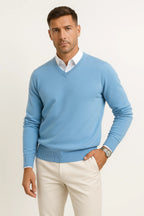 Tom Men's Slim Fit Cashmere Blend V-Neck Sweater | Luxury Soft Knitwear for Men