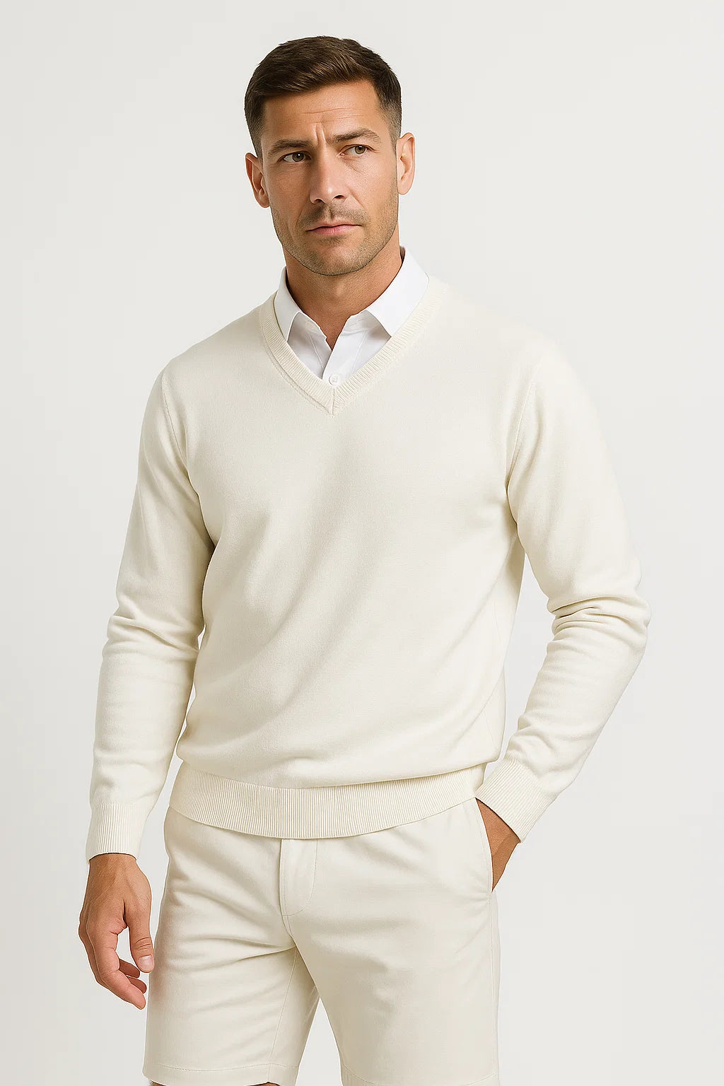 Tom Men's Slim Fit Cashmere Blend V-Neck Sweater | Luxury Soft Knitwear for Men