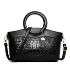 Croc-Embossed Leather Handbag – Structured Tote with Removable Strap