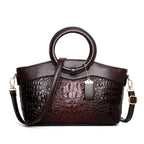 Croc-Embossed Leather Handbag – Structured Tote with Removable Strap