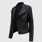 Lara Women's Elegant Faux Leather Biker Jacket | Vegan Leather Moto Jacket for Women | Smart Casual Streetwear & Everyday Outerwear