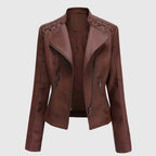 Lara Women's Elegant Faux Leather Biker Jacket | Vegan Leather Moto Jacket for Women | Smart Casual Streetwear & Everyday Outerwear