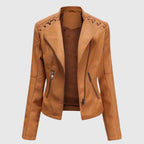 Lara Women's Elegant Faux Leather Biker Jacket | Vegan Leather Moto Jacket for Women | Smart Casual Streetwear & Everyday Outerwear