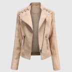 Lara Women's Elegant Faux Leather Biker Jacket | Vegan Leather Moto Jacket for Women | Smart Casual Streetwear & Everyday Outerwear