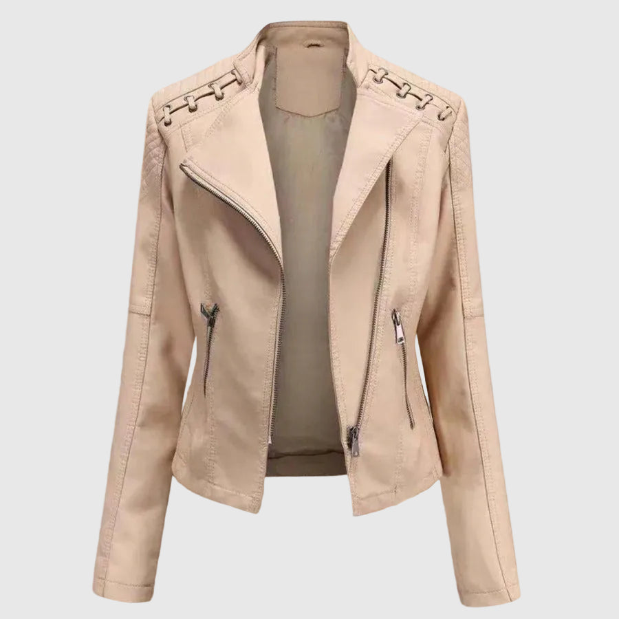 Lara Women's Elegant Faux Leather Biker Jacket | Vegan Leather Moto Jacket for Women | Smart Casual Streetwear & Everyday Outerwear