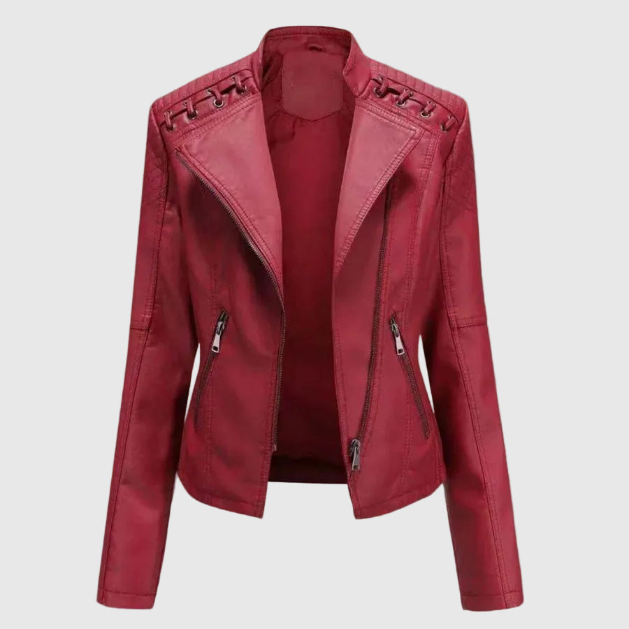 Lara Women's Elegant Faux Leather Biker Jacket | Vegan Leather Moto Jacket for Women | Smart Casual Streetwear & Everyday Outerwear