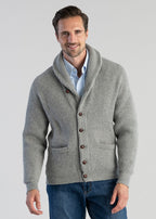 Windsor Men's Lambswool Shawl Collar Jacket | Luxury Soft Knit Shawl Cardigan for Men | Smart Casual Heritage Knitwear