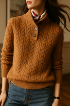 Women’s Cable Knit Button-Up Jumper – Chunky Warm Knit