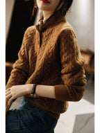 Women’s Cable Knit Button-Up Jumper – Chunky Warm Knit