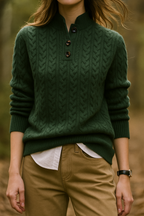 Women’s Cable Knit Button-Up Jumper – Chunky Warm Knit