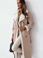 Women's Long Elegant Winter Coat | Tailored Longline Wool Blend Coat for Women | Smart Winter Outerwear