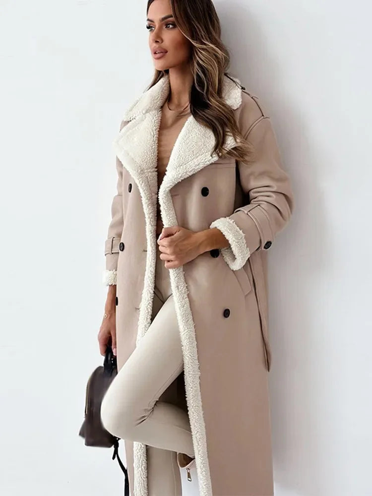 Women's Long Elegant Winter Coat | Tailored Longline Wool Blend Coat for Women | Smart Winter Outerwear