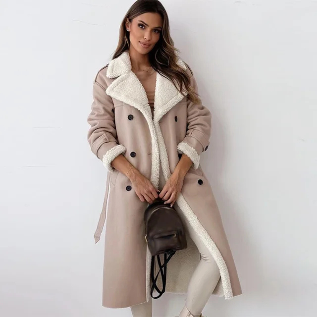 Women's Long Elegant Winter Coat | Tailored Longline Wool Blend Coat for Women | Smart Winter Outerwear