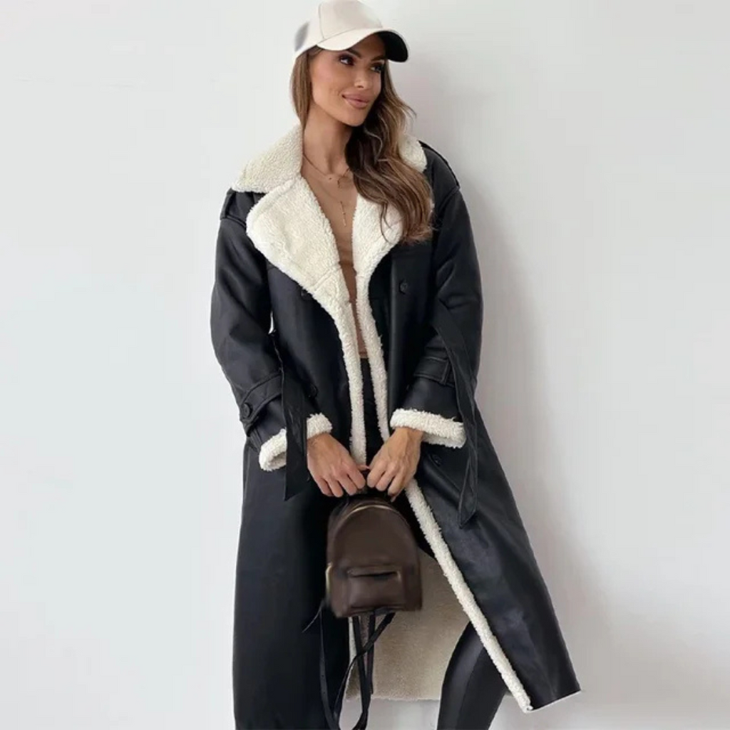 Women's Long Elegant Winter Coat | Tailored Longline Wool Blend Coat for Women | Smart Winter Outerwear