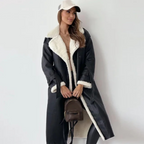 Women's Long Elegant Winter Coat | Tailored Longline Wool Blend Coat for Women | Smart Winter Outerwear