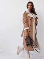 Women's Long Elegant Winter Coat | Tailored Longline Wool Blend Coat for Women | Smart Winter Outerwear