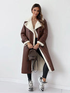 Women's Long Elegant Winter Coat | Tailored Longline Wool Blend Coat for Women | Smart Winter Outerwear