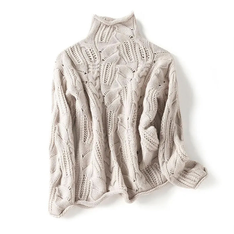 Cable-Knit Turtleneck Sweater for Women – Soft, Cozy & Stylish Winter Knitwear