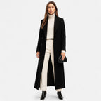 Aveline Women's Black Wool Maxi Coat | Elegant Tailored Longline Winter Coat for Women