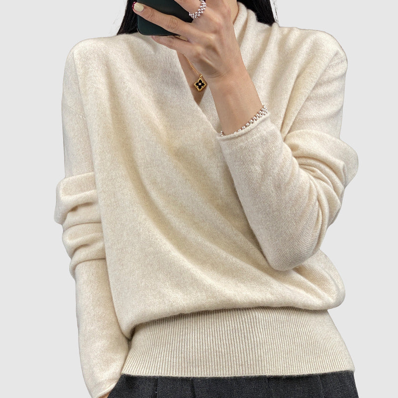 Cozy Draped Cross-Front Sweater – Soft Wool-Blend Winter Knit for Women