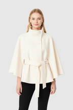 Ivanna Wool Coat Woman – Elegant High Collar with Removable Belt & Casual Cut