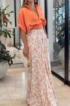 Layan Women's Printed Wide Leg Trouser Co-Ord Set | Botanical Two Piece | Holiday & Occasion Wear