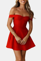 Zariyah Women's Off Shoulder Mini Dress | Sculpted Fit & Flare Party Dress | Going Out & Prom