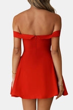 Zariyah Women's Off Shoulder Mini Dress | Sculpted Fit & Flare Party Dress | Going Out & Prom