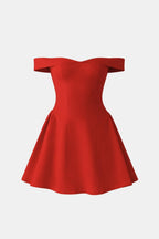 Zariyah Women's Off Shoulder Mini Dress | Sculpted Fit & Flare Party Dress | Going Out & Prom