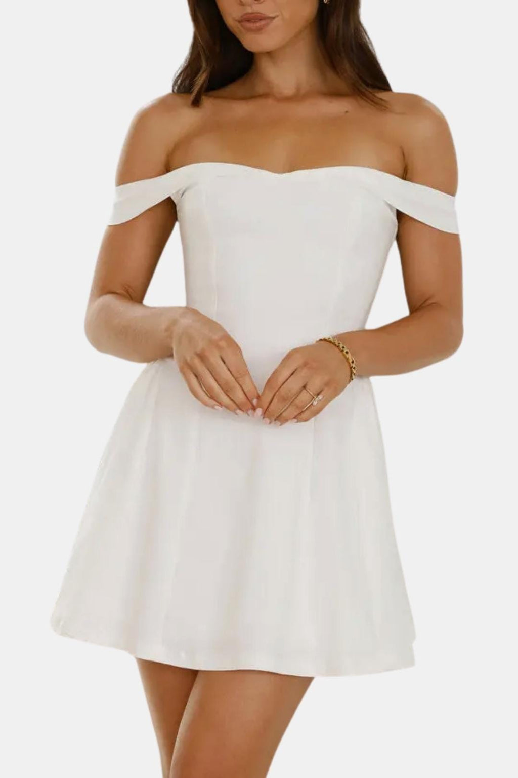 Zariyah Women's Off Shoulder Mini Dress | Sculpted Fit & Flare Party Dress | Going Out & Prom
