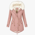 Women's Hooded Parka Jacket with Adjustable Waist and Thermal Insulation